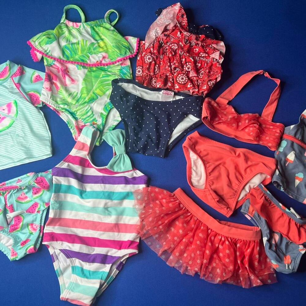 Swimwear bundle of 6  baby girl bathing suits size 12 Months